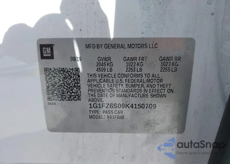 2019 Chevrolet Bolt Ev Premier из США, поврежденный, VIN 1G1FZ6S09K4150709